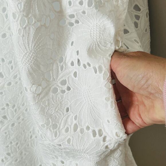 Hatley White Eyelet Lace Dress Size XL Flutter Cap Sleeves Shift - Picture 5 of 8